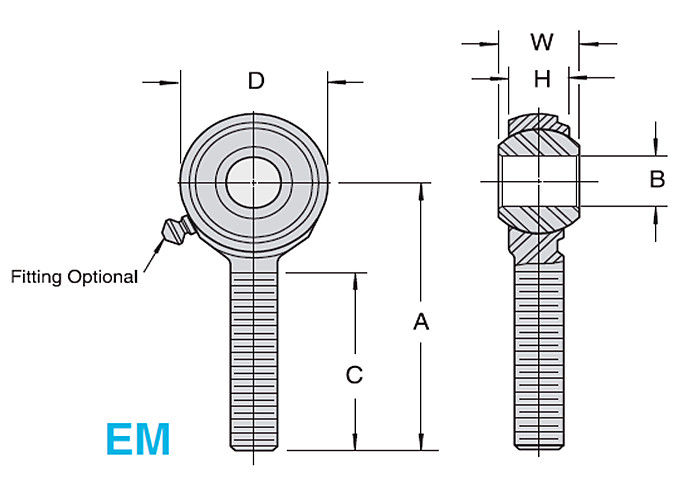 EM 2-Piece/estremità di Rod sferica E-F dell'acciaio inossidabile metallo con metallo per prato inglese/giardino
