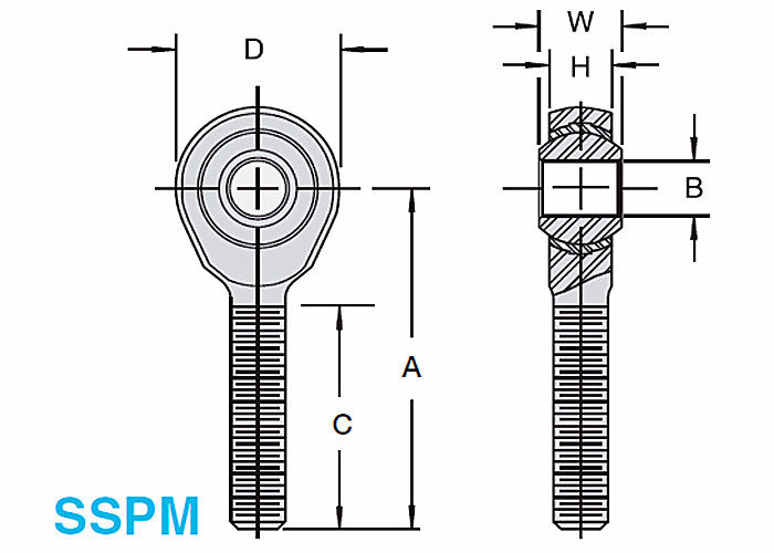 Estremità di Rod sferica del cuscinetto dell'acciaio inossidabile, estremità di Rod metrica della testina sferica SSPF/di SSPM