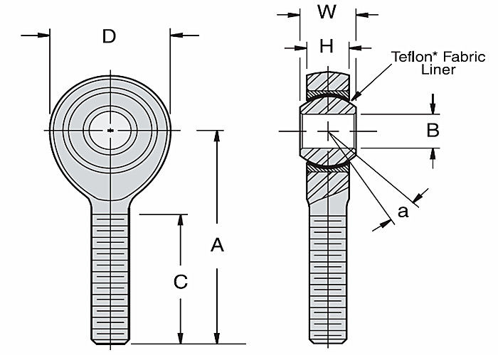 Estremità resistente di tirante dell'acciaio inossidabile, SSHM - estremità di Rod con cuscinetto a sfera di precisione di T
