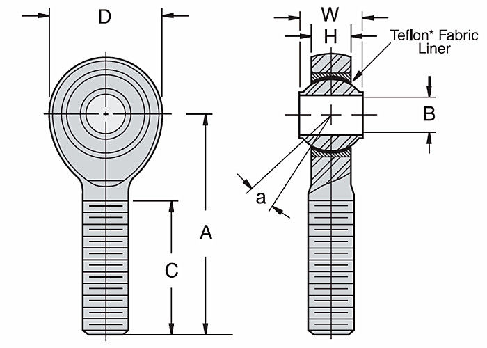 SSHMY - Estremità di Rod dell'acciaio inossidabile di precisione di T uno stinco resistente PTFE di 3 pezzi allineato