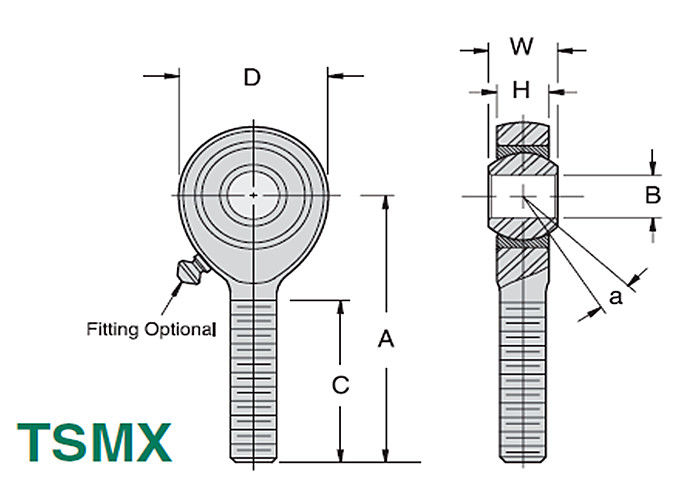 Estremità di Rod dell'acciaio inossidabile di precisione TSFX/di TSMX con il corpo trattato termicamente dell'acciaio legato