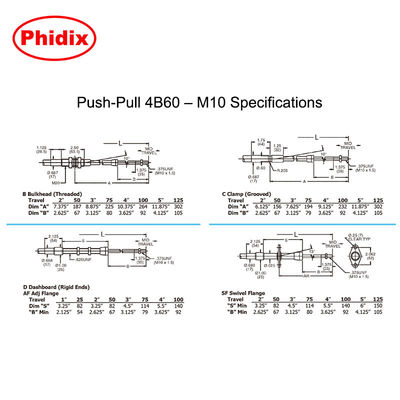 Push - Pull 4B Cavo di controllo meccanico Quattro dimensioni diverse disponibili per i comandi dell'imbracatura