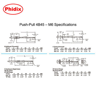 Push - Pull 4B Cavo di controllo meccanico Quattro dimensioni diverse disponibili per i comandi dell'imbracatura