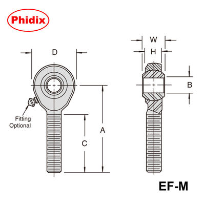 Fini di barre metalliche della serie EM-M/EF-M: giunti metrici placcati in zinco con opzioni PTFE e resistenza alla corrosione per il controllo del movimento industriale