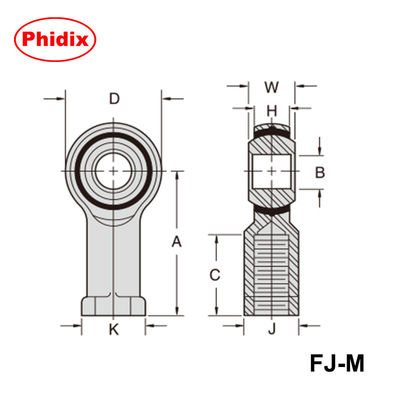 Serie MMJ-M/FJ-M per viti a sfera a filo metrico ∙ ∙ Autolubrificante pista di nylon con sfera placcata in nichel e rivestimento di dicromato giallo ∙ ∙ a basso attritoProgettazione resistente alla corrosione/all'usura per la robotica e le macchine