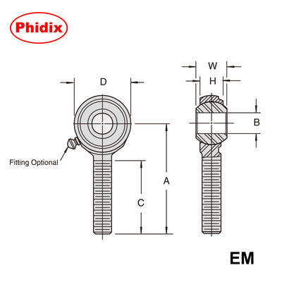 Fini di barre metriche della serie EM-M/EF-M: giunti pesanti con rivestimento in PTFE resistenti alla corrosione per il controllo del movimento a basso mantenimento
