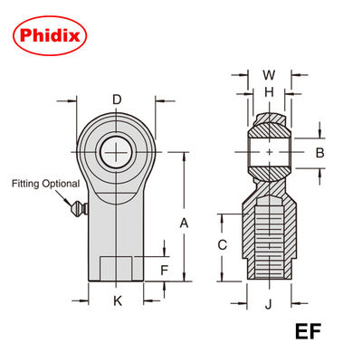 Fini di barre metriche della serie EM-M/EF-M: giunti pesanti con rivestimento in PTFE resistenti alla corrosione per il controllo del movimento a basso mantenimento