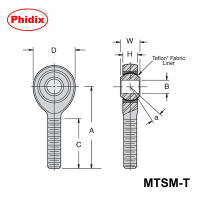 MTSM-T/MTSF-T serie PTFE-rivestito estremità di canna: Cuscinetti ad alta precisione a bassa manutenzione per automazione e macchine pesanti