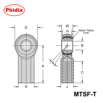 MTSM-T/MTSF-T serie PTFE-rivestito estremità di canna: Cuscinetti ad alta precisione a bassa manutenzione per automazione e macchine pesanti