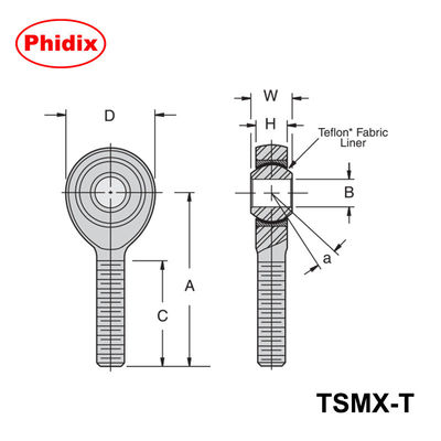 TSMX-T/TSFX-T PTFE-rivestito estremità di bastoncini pesanti ¢ controllo del movimento di precisione per applicazioni ad alto carico