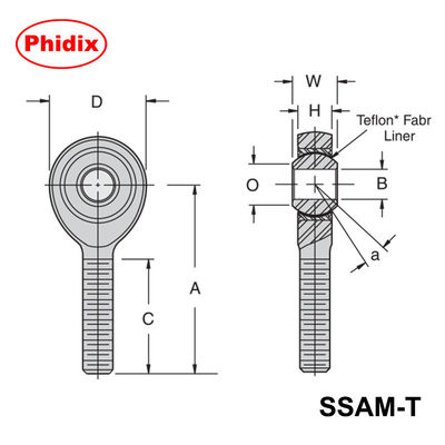 SSAM-T/SSAF-T serie PTFE-rivestito in acciaio inossidabile punta della canna.